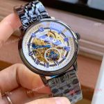 Clone Patek Philippe Skeleton Watch Black Case White Dial